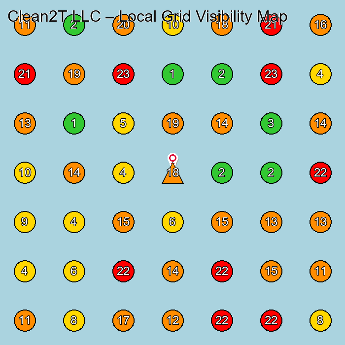Clean2T LLC Commercial Cleaning Service GeoGrid ranking map for None